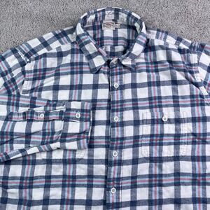 Faherty Shirt Mens 2XL XXL Grey Plaid Flannel Long Sleeve Button Up